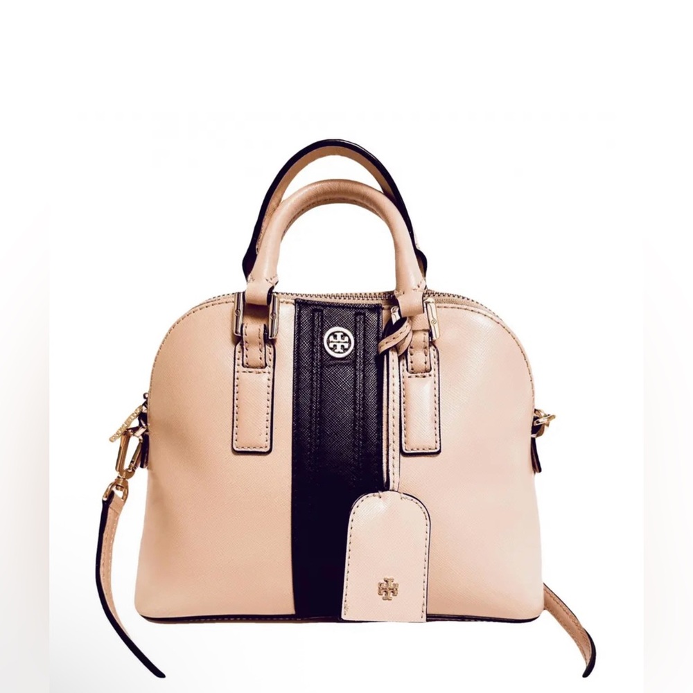 Tory Burch Robinson Mini Dome Tote - Pink and Black with Gold Accents! EUC!